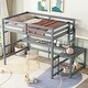 preview thumbnail 2 of 9, Grey Full Wood High Loft Bed with Desk & Guardrails