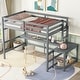 preview thumbnail 2 of 21, Multifunctional Design Pine Loft Bed with Built-in Desk, Ladder Platform, Ladders, Guardrails, Full Size