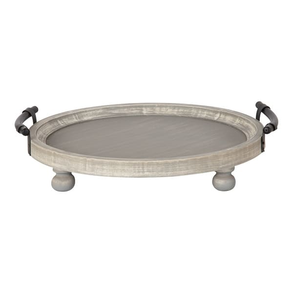 Kate And Laurel Bruillet Rustic Round Wooden Footed Serving Tray Overstock 26057223