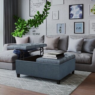 Wyndenhallwyndenhall Elliot Traditional 36 In Square Table Ottoman Denim Blue Dailymail