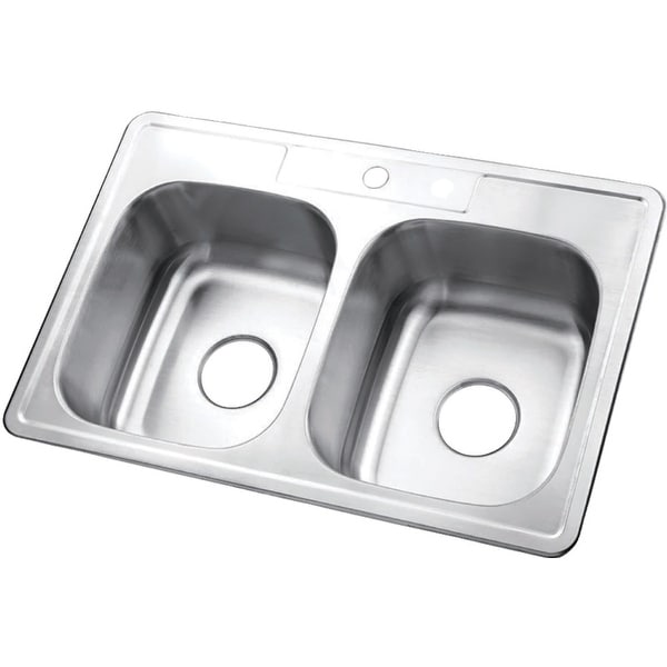 Kingston Brass GKTD332281 Studio 33" Drop In Double Basin Stainless Steel Kitchen Sink - Brushed Nickel