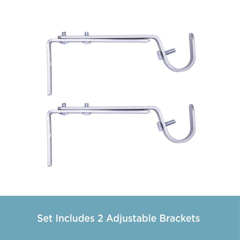 Kenney® 3/4" Adjustable 4.5-6.125" Curtain Rod Mounting Brackets, Set of 2, Black