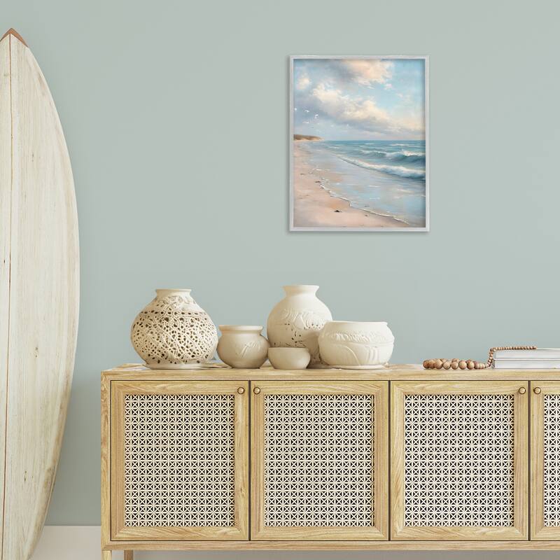 Stupell Where Seagulls Fly Beach View Framed Giclee Art Design By Franklyn Gregory