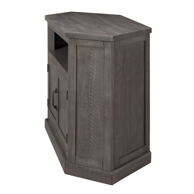 Rustic Style Wooden Corner TV Stand with 2 Door Gray On Sale