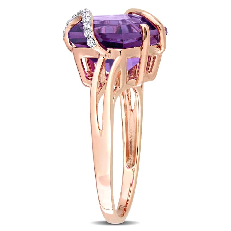 Miadora Fancy-cut Amethyst & Diamond Accent Swirl Cocktail Ring in Rose Plated Sterling Silver