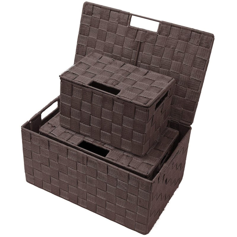 Weave Stackable Basket Set, 3 Pieces - Chocolate