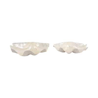 Capiz Decorative Bowls Coastal Shell Design (Set of 2) - 6" Ivory - 20" x 14" x 7"