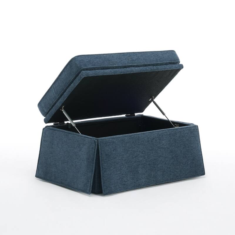 Rectangle Chenille Upholstered Storage Ottoman