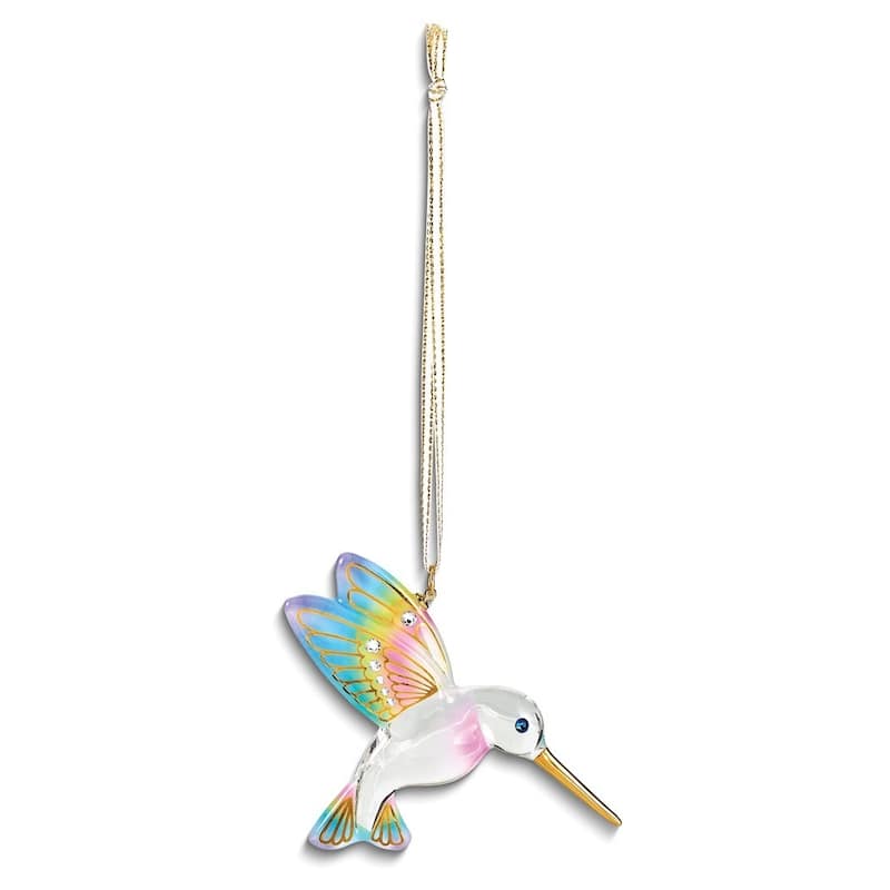 Curata Rainbow Hummingbird Glass Ornament