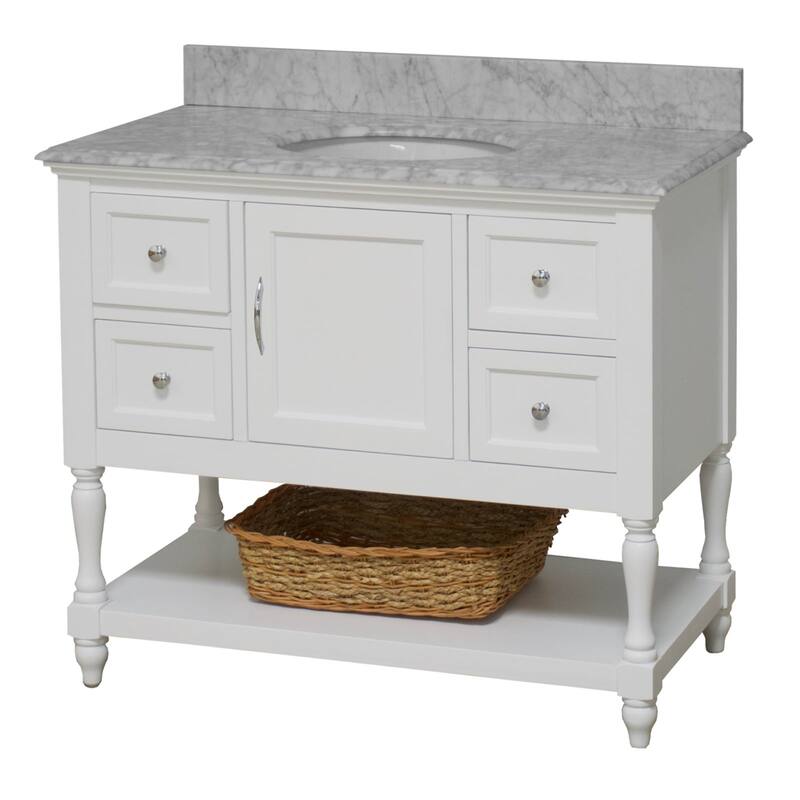 KitchenBathCollection Beverly 42" BathroomVanity w/ Carrara Marble Top