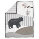 preview thumbnail 3 of 6, Lambs & Ivy Woodland Forest Animal Nursery 3-Piece Mini Crib Bedding Set - Gray