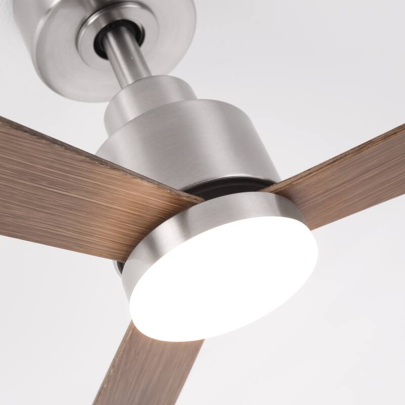 52" Brushed Nickel ABS 3-Blade Dimmable Ceiling Fan with Light and Remote