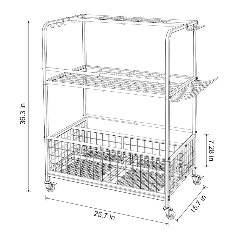 Garden Tool Organizer Rack with Wheels