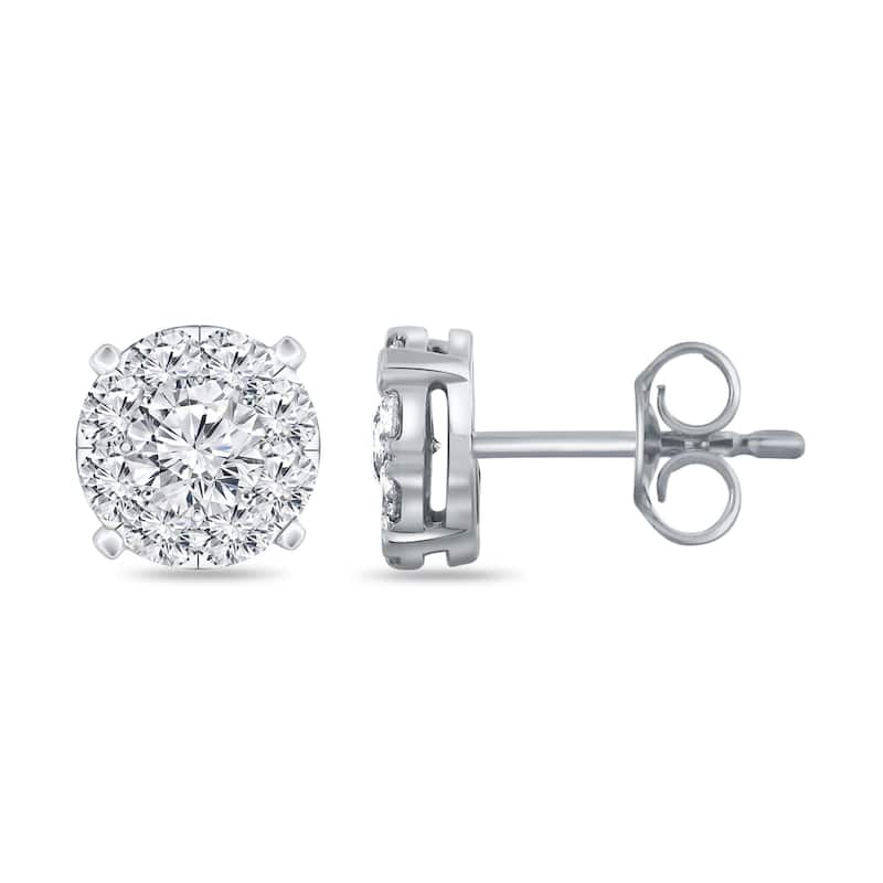Auriya 14k Gold 5/8ctw Round Pave Diamond Stud Earrings (H-I, I1-I2)