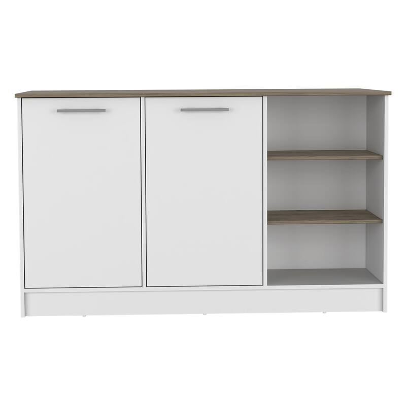 Kitchen Island for Dining Room, Kitchen, White / Dark Brown - Multicolor
