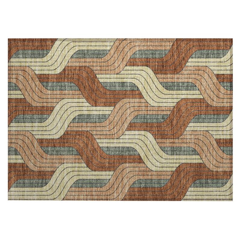 Machine Washable Indoor/ Outdoor Modern Pathway Chantille Rug