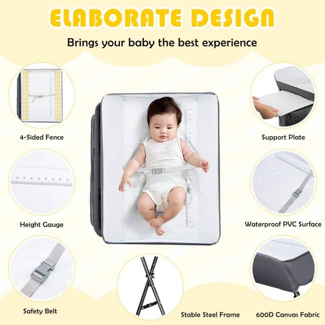 Portable Adjustable Height Newborn Nursery Organizer with wheel