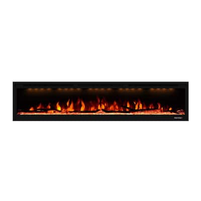 Clihome 50-74" Wide LED Wall-mount Electric Fireplace