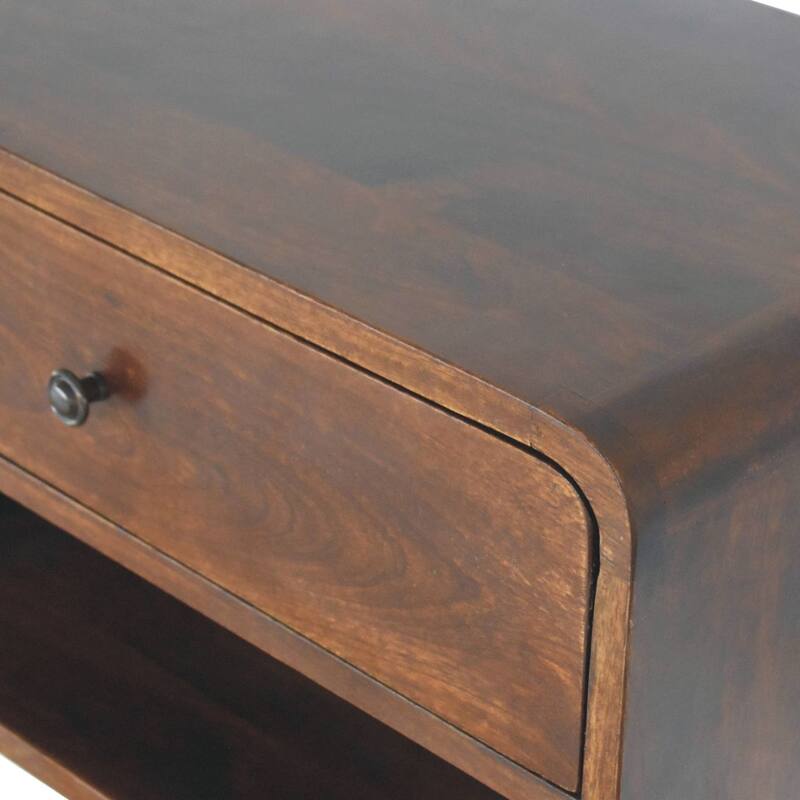Artisan Furniture Solid Wood Large Chestnut Curve Floating Bedside