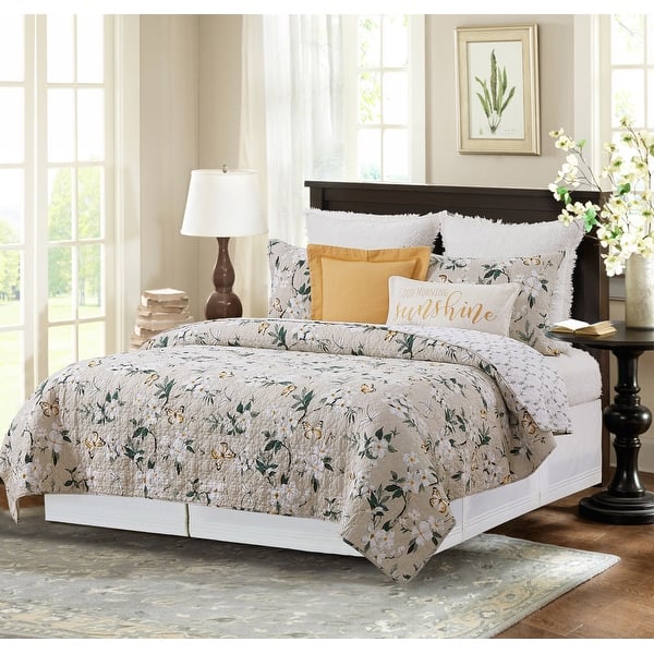 slide 2 of 9, Dogwood Meadows Quilt Set All Seasons Bedroom Bedding Machine Washable Reversible Coverlet Décor Decoration