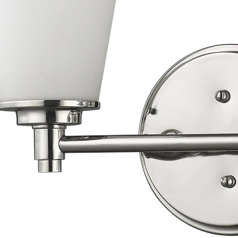 Two Light Silver Wall Light with Frosted Glass Shade and Polished Nickel Finish - 6.50" x 15" x 10"