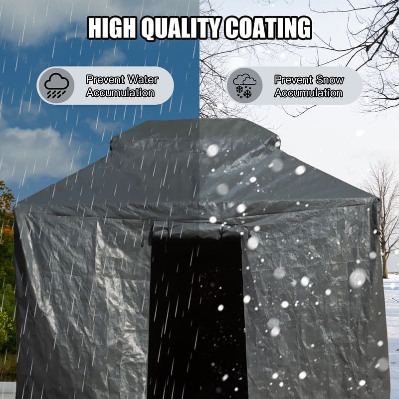 Domi 8' x 8' Universal Winter Gazebo Cover, All Season Waterproof Enclosed Cover with Sidewalls & Ventilated Mesh Windows, White