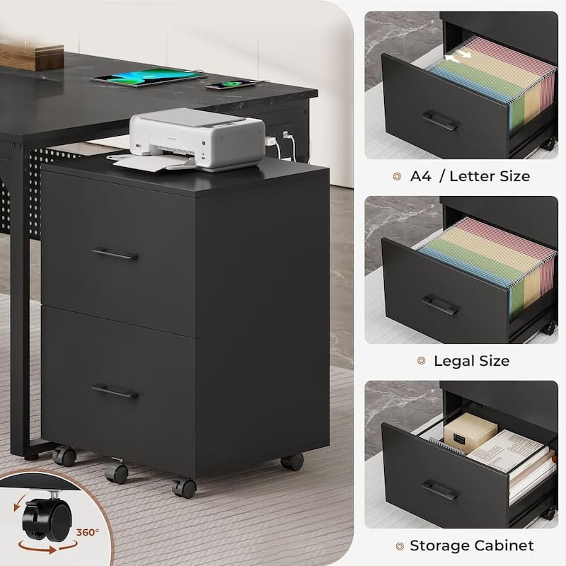 Executive Desk L Shaped Desk File Drawers Power Outlets Computer Desk