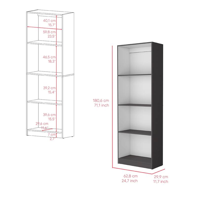 Bookcase Benzoni, Office, Matt Gray / White,High quality and durable
