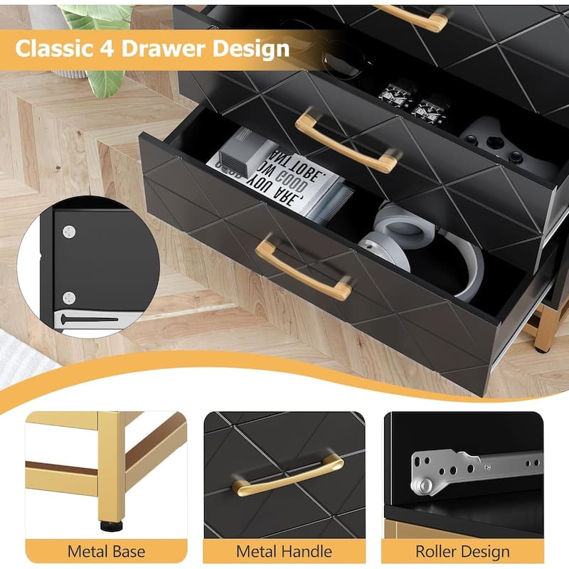 Chest of 4 Drawers Dresser with Metal Handle