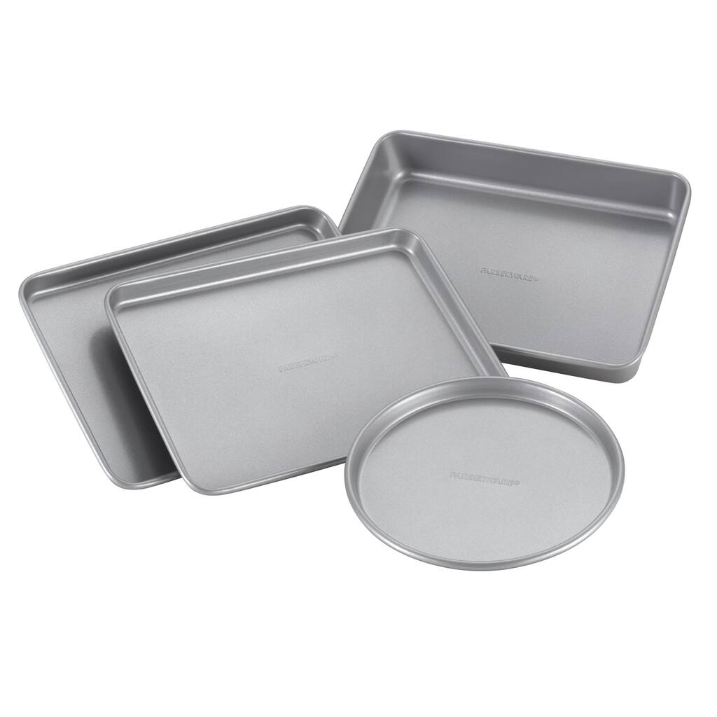Farberware Bakeware Nonstick Toaster Oven Pan Set, 4-Piece Gray