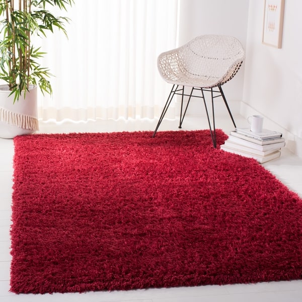 slide 2 of 4, SAFAVIEH Madrid Shag Alisee Solid 2-inch Thick Rug 3' x 5' - Red - Rectangle