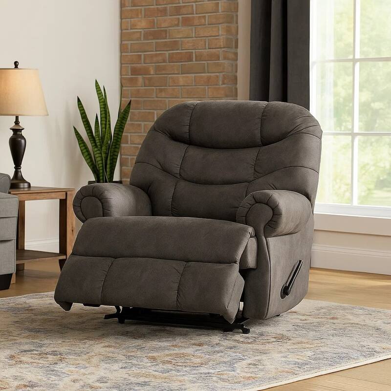 Ikra Zero Wall Manual Recliner Chair, Tufted Gray Faux Leather