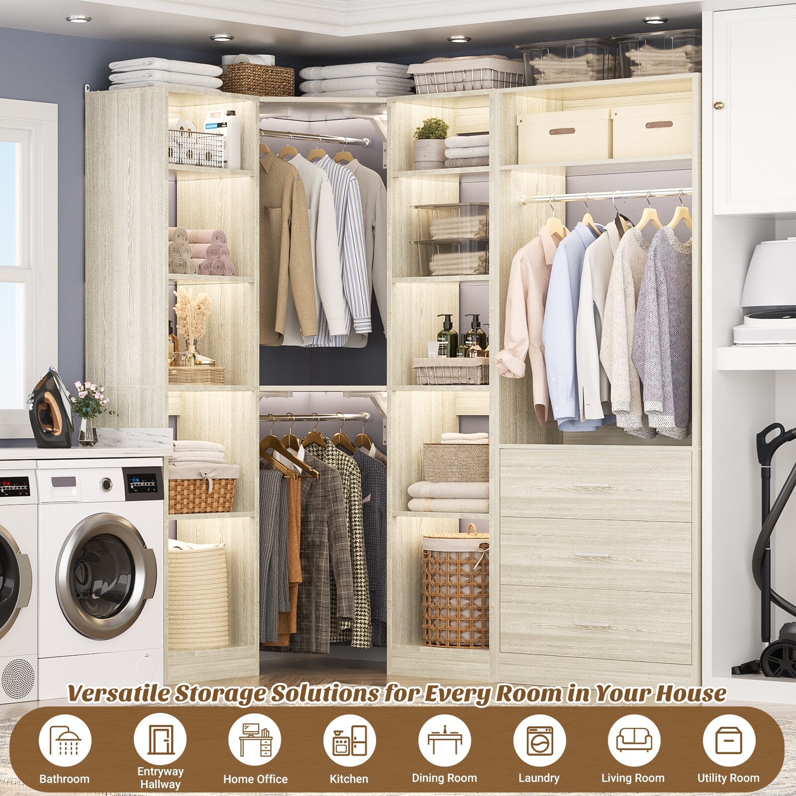 Kyrvo Freestanding Corner Closet System, Set of 2 - Bed Bath