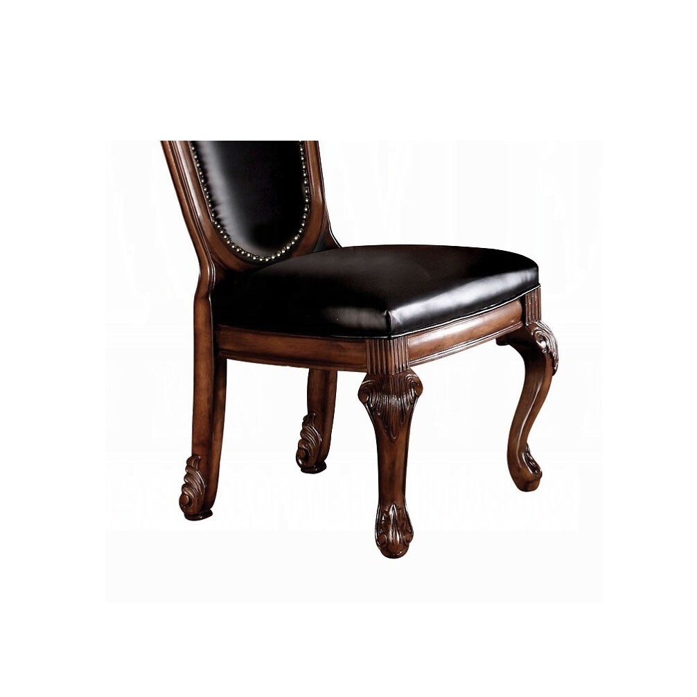Black and Cherry Side Chair with Nailhead Trim (Set of 2)