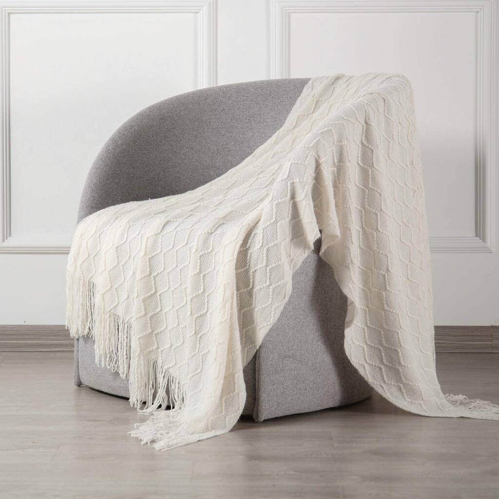 Throw Blanket Textured for Couch Bed Sofa Travel