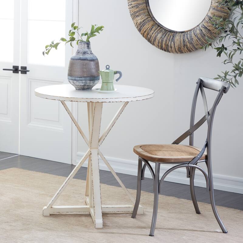 Wood Accent Table with X Shaped Legs - White or Brown - Roche River Decor