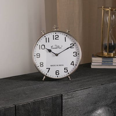 Decorative & Classic Aluminium Silver Table Clock-Desk clock