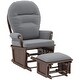 preview thumbnail 16 of 30, Nursery Glider Rocking Chair w/ Ottoman, Thick Padded Cushion Seating Dark Gray