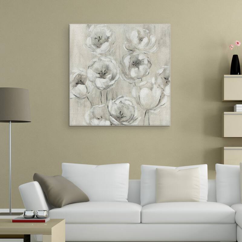 Sketchy Tulips White by Galaxy of Graphics Canvas Art Print