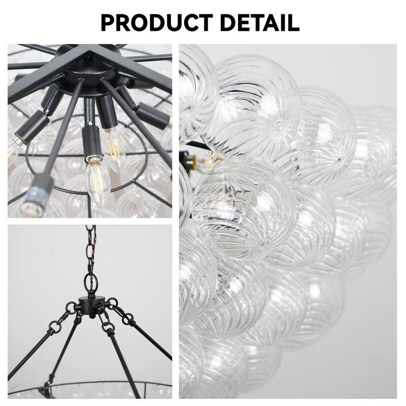 43in Luxury Bubble Chandelier Swirled Globe Bubble Pendant Chandelier - 19