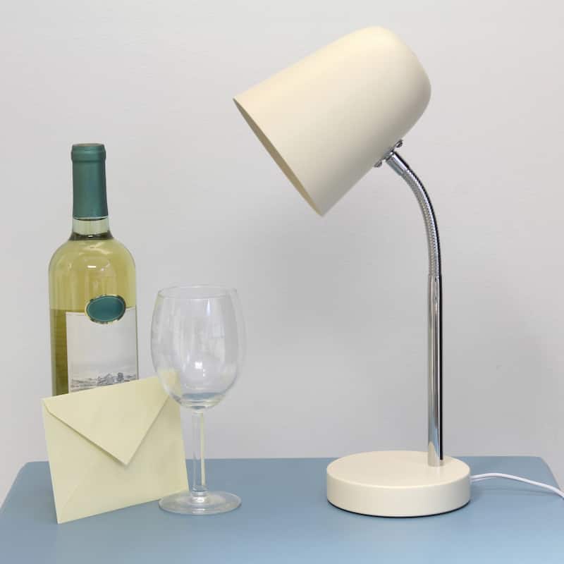 Minimalist Metal Gooseneck Desk Lamp with Adjustable Chrome Arm Modern Task Lighting Multiple Colors