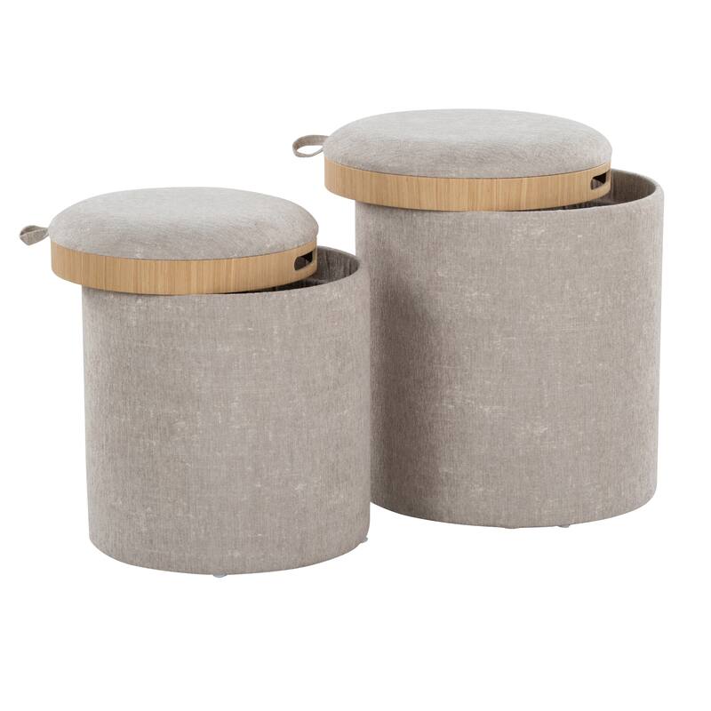 Tray Contemporary Nesting Ottoman Set for Living Room
