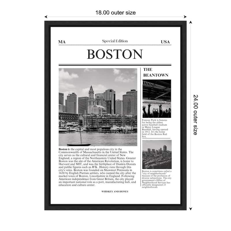 Kate and Laurel Boston Article by Megan Ryan Framed Canvas Wall Art Print