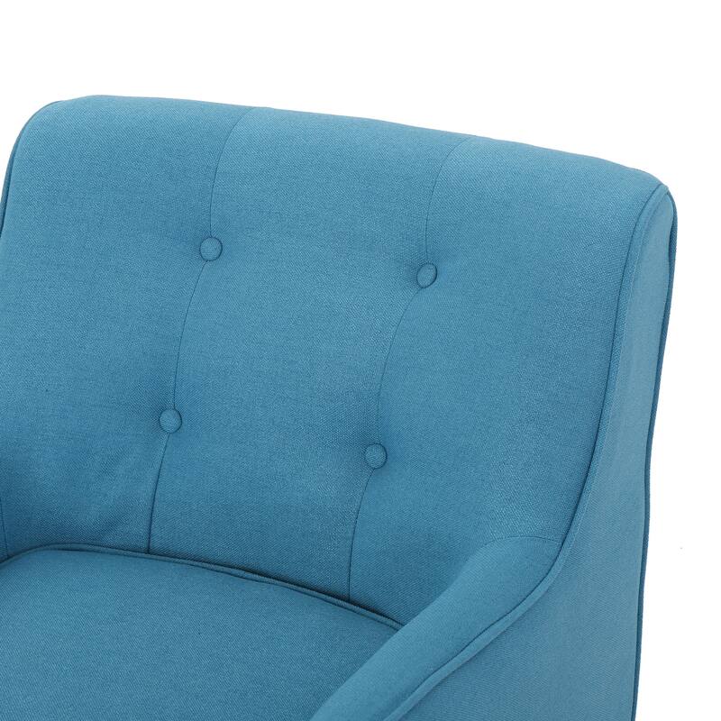 Teal Modern 25" Upholstered Button Tufted Arm Chair with Rubber Wood Legs for Living Room