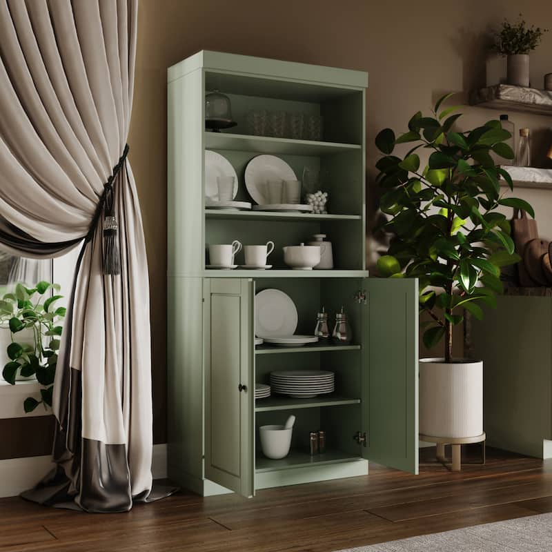 100% Solid Wood 32" Kitchen Pantry Cabinet with 2 Doors by Palace Imports