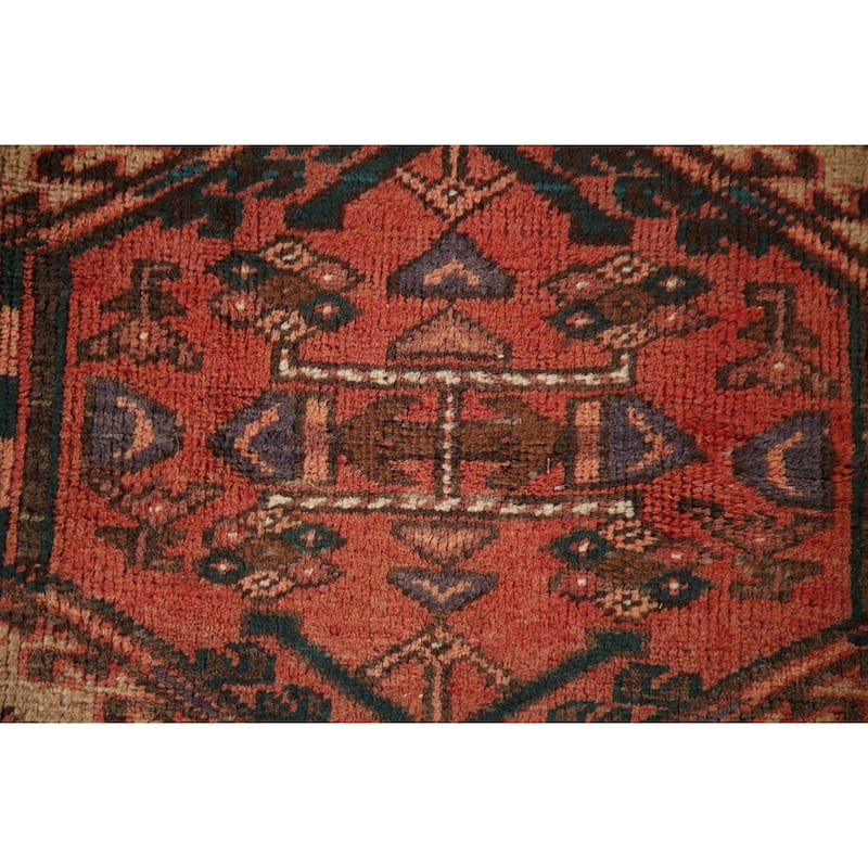 Orange Ardebil Persian Vintage Runner Rug Handmade Tribal Wool Carpet - 3'2"x 10'3"