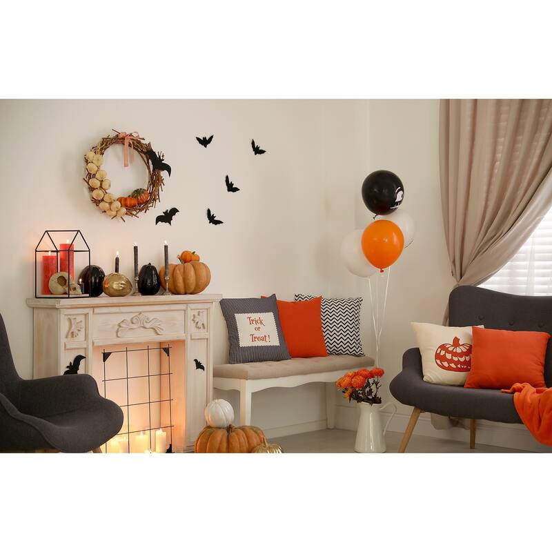Halloween Trick or Treat Ticking Accent Pillow