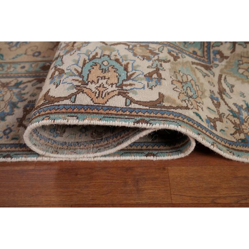 Distressed Tabriz Vintage Persian Rug Handmade Oriental Wool Carpet - 9'6" x 12'7"