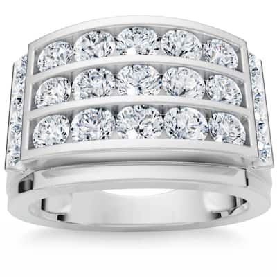2Ct Men's Diamond Ring in Gold Lab Grown Multi-Row Channel Set