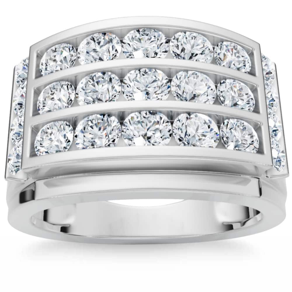 2Ct Men's Diamond Ring in Gold Lab Grown Multi-Row Channel Set
